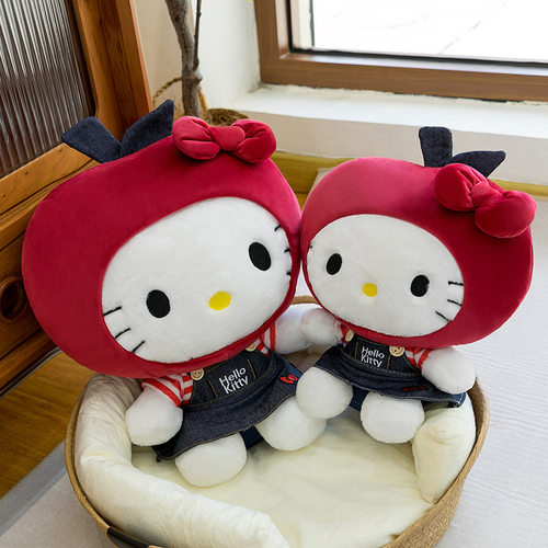 可爱苹果kt猫玩偶摆件礼物抱枕女