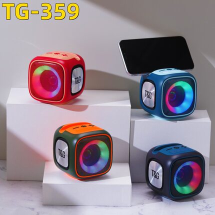 新款TG359无线蓝牙音箱RGB灯光音响插卡收音TWS对联小钢炮speaker