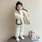 女童睡衣秋冬款2025新款儿童家居服三层加绒加厚冬装保暖套装P112，童装家居服（睡衣），祺妙童装