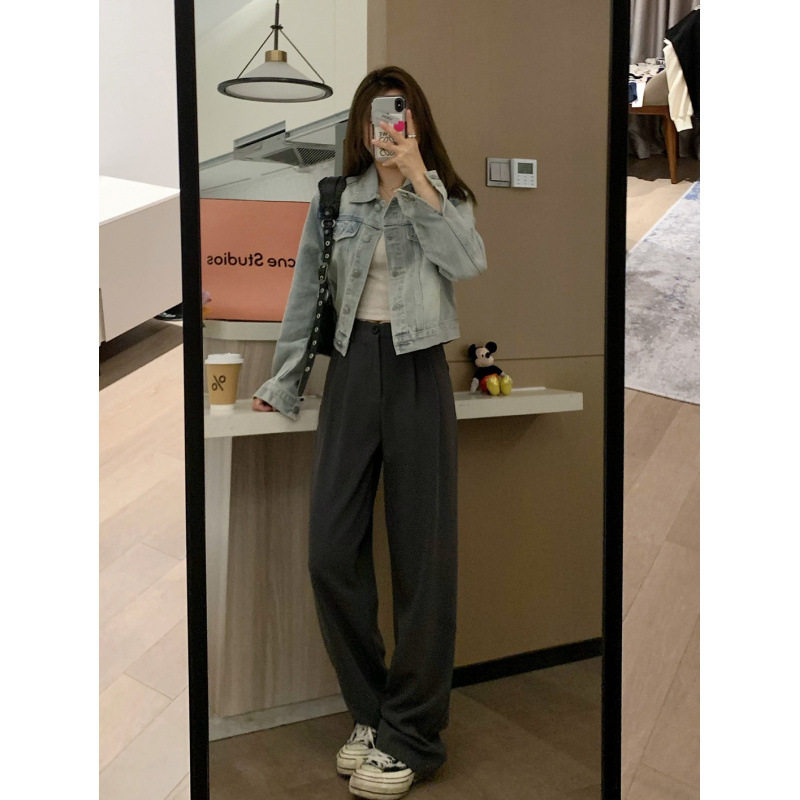 复古浅蓝美式牛仔外套女士2025春装新款短款小个子休闲宽松上衣