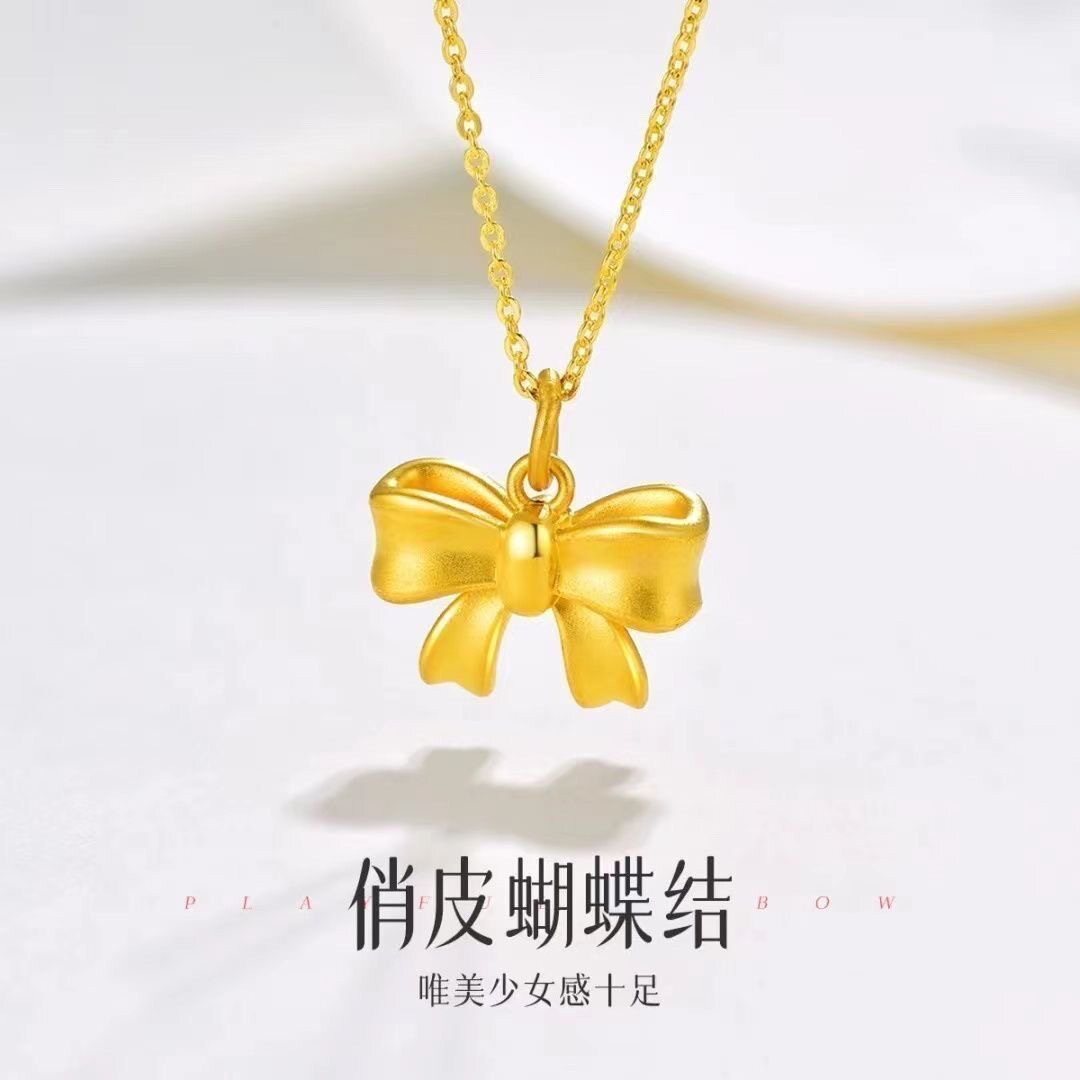 Fugitive princess bow necklace gold pendant bow to wife girlfrien