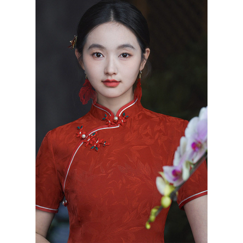 红色旗袍2026新款夏季敬酒服新娘级感新中式订婚礼服裙考送考女装
