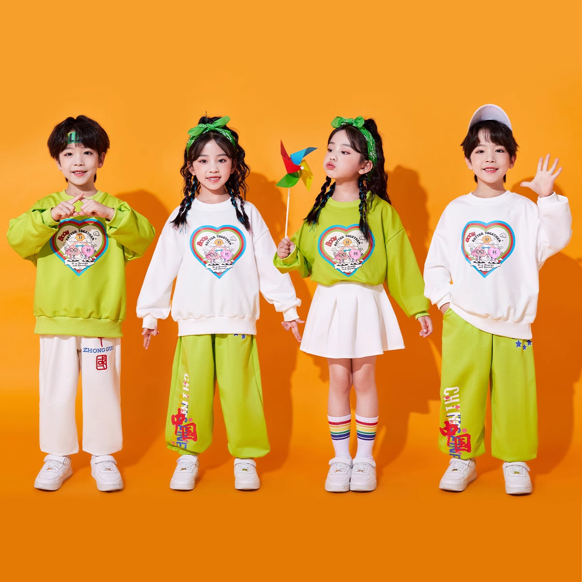 儿童演出服套装春秋装中国风啦啦队服小学生舞蹈服幼儿园表演服装