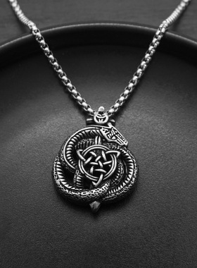 复古朋克吊坠项链欧美维京三角结