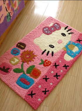 卧室地毯凯蒂猫helloKitty仿羊绒客厅入户床边毯飘窗垫脚垫地垫