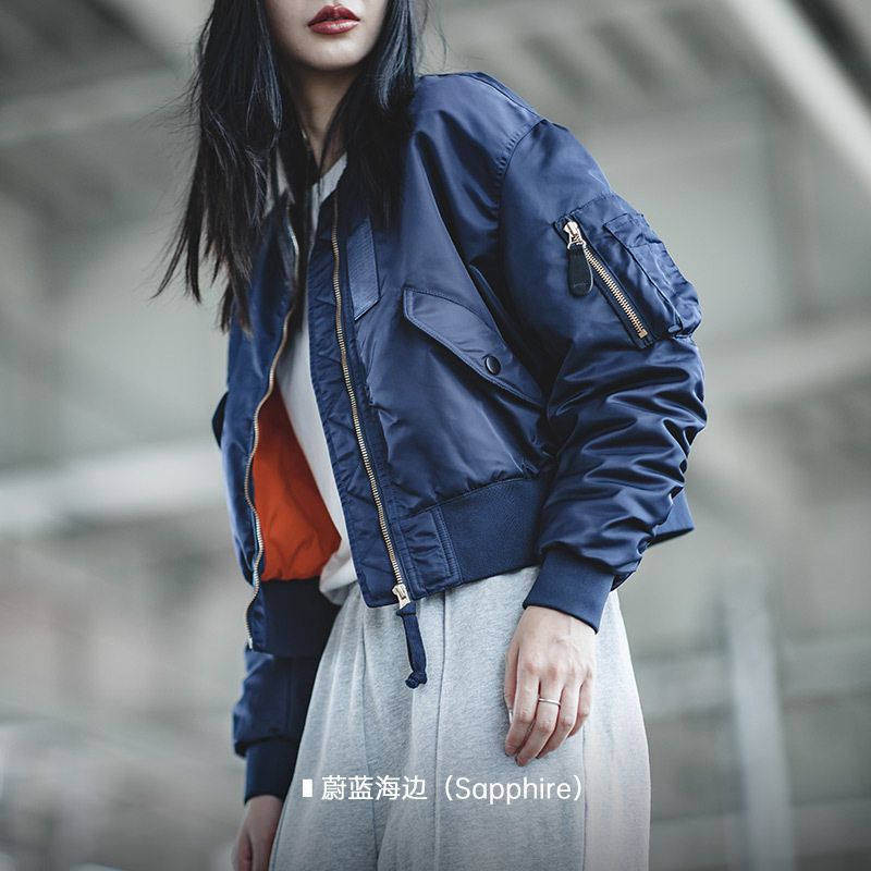 马登女装酷飒美式飞行夹克棉服秋冬加厚夹棉保暖棒球短款工装外套
