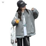 女童运动冬装2025新款冬季女大童棒球服上衣呢料连帽加厚卫衣外套，童装外套，祺儿童装