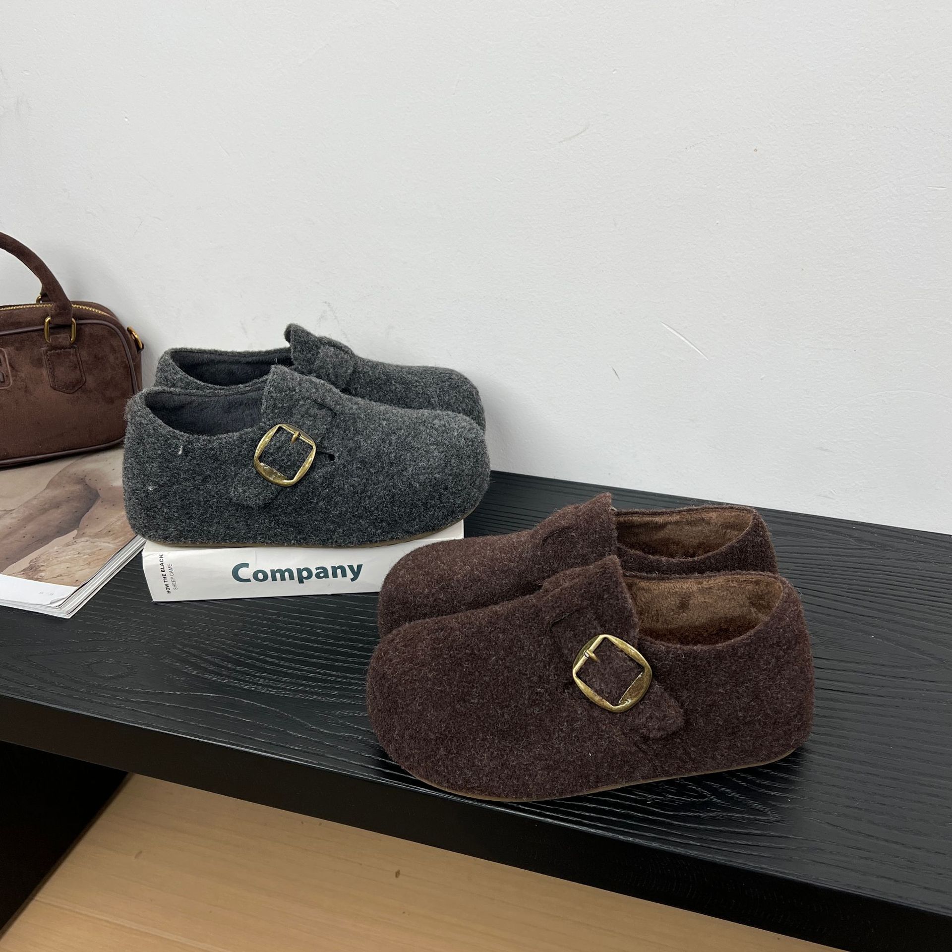 内增高厚底勃肯鞋女鞋棉鞋毛毛鞋