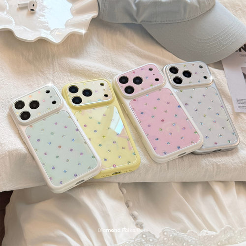 AceCase韩风彩色波点鎏金iphone16苹果17promax适用14手机壳撞色13防摔15大视窗