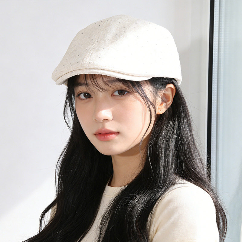 日系简约复古小众贝雷帽子女新款春夏百搭鸭舌帽小香风轻奢前进帽