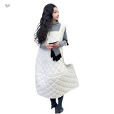 女童夹棉背心裙2025冬季新款菱形格叠穿无袖长裙中大童休闲连衣裙，童装棉衣，祺儿童装