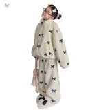 女童蝴蝶结家居服套装2025年冬季新款中大童加绒分体睡衣两件套潮，童装家居服（睡衣），祺儿童装