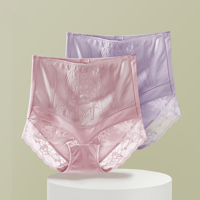 YC高腰雕花舒适包臀蕾丝边轻奢大码纯棉抑菌裆内裤