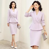 时尚 正装 美容工作服宴会礼服 套裙气质女神范西装 香芋紫高端职业装