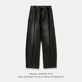 牛仔裤秋冬新款水洗做旧宽松直筒休闲长裤L2365-P65控98，男装牛仔裤，电商A362