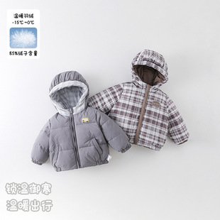 婴幼儿双面穿羽绒服冬装新款卡通连帽外套加厚保暖外出服 a类