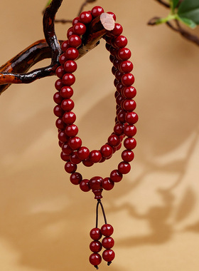 天然原矿高含量朱砂紫金砂108颗佛珠多圈手链本命年红色朱砂手串