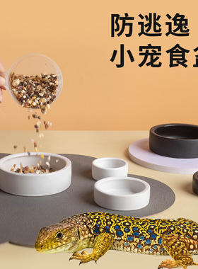 面包虫活虫防逃逸陶瓷盆圆形白色边守宫蜥蜴食盆爬宠用品陶瓷碗
