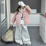 女童2025年秋冬新款樱花粉夹棉外套女大童冬季加绒加厚保暖棉衣潮，童装棉衣，祺儿童装