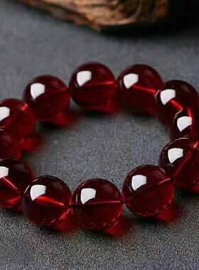 仿天然琥珀血珀手链玻璃血珀圆珠圈手链女款琥珀蜜蜡血珀手串