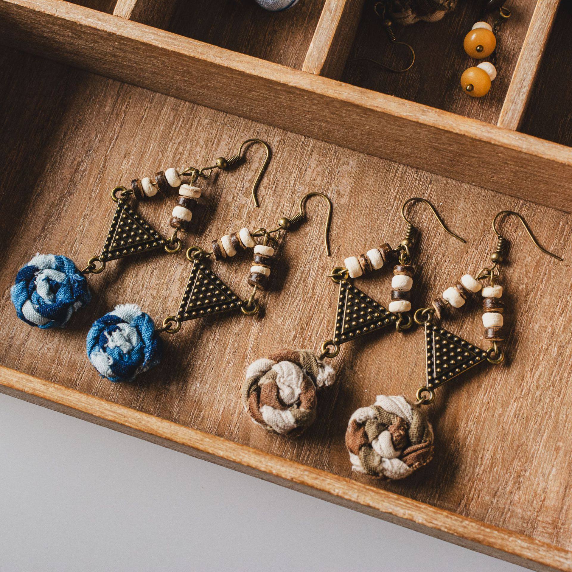 植物染撞色造型手工编织几何三角花卉耳饰女手作耳环民族复古,饰品/流行首饰/时尚饰品新,耳环,淘宝优惠券,粉丝福利购,淘宝优惠卷