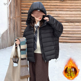 女童夹棉加厚棉服2025年冬季新款中大儿童休闲短款棉衣冬装面包服，童装棉衣，祺儿童装