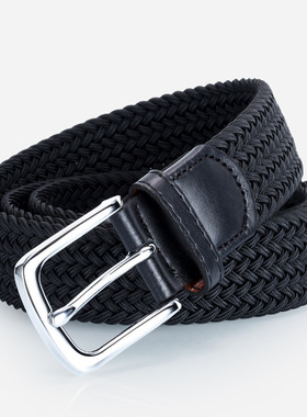 高端休闲编织皮带男白色运动高尔夫腰带女帆布无孔裤带布米色针织