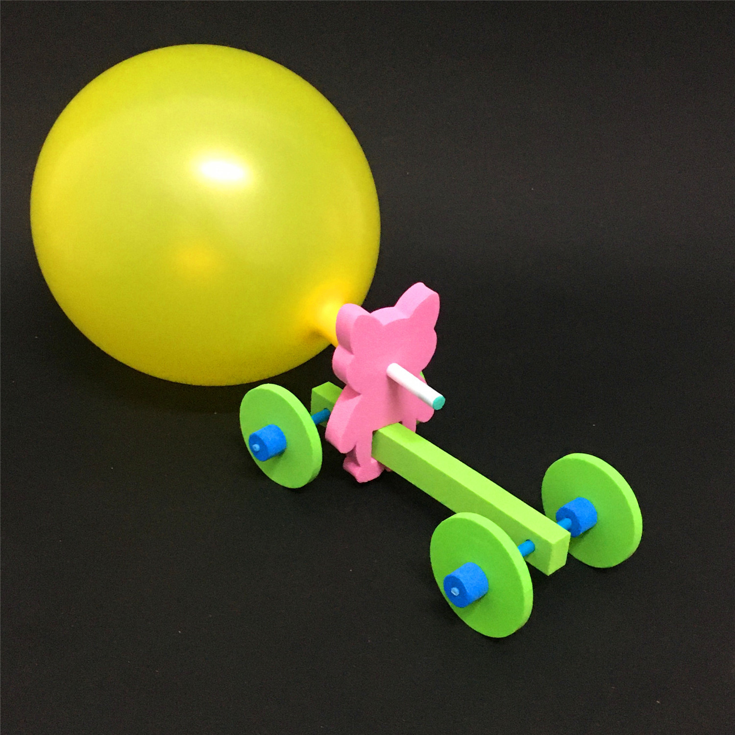 diy手工自制气球反冲吹气风力小车火箭原理儿童科技制作实验玩具