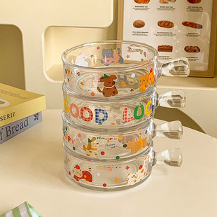 可爱玻璃餐盒分隔便当盒耐热保鲜盒饭盒微波炉加热专用碗上班族