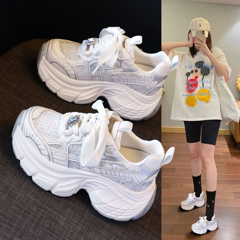 小白鞋厚底内增高老爹鞋女士20运动休闲鞋