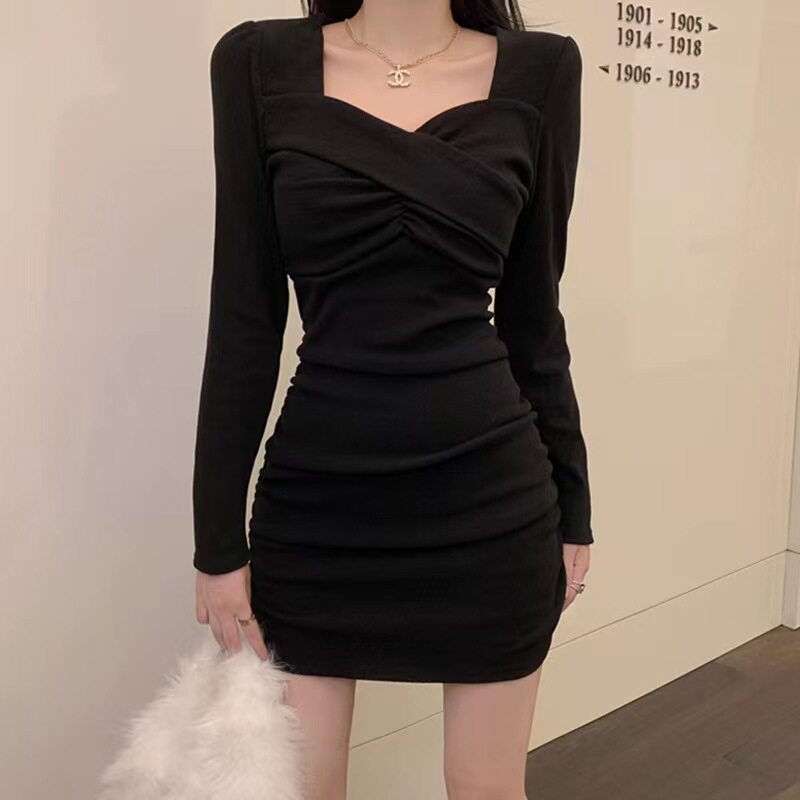 包臀裙修身显瘦小黑裙春季黑色