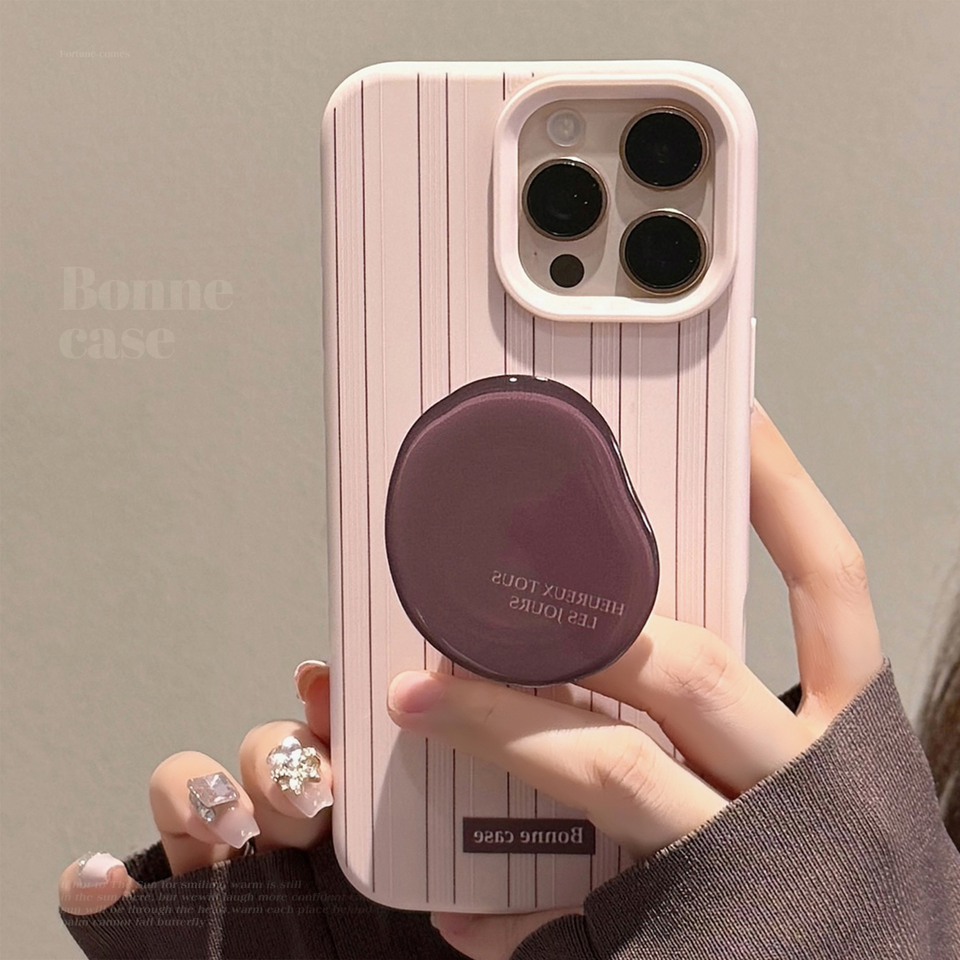 TAN｜粉棕条纹iphone16promax手机壳苹果17pro咖啡豆支架17适用13复古11软壳