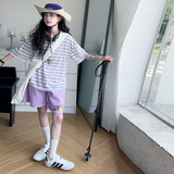 女童短袖套装2025新款儿童洋气时髦6-12岁女大童夏季短裤两件15岁，童装休闲套装，祺妙童装