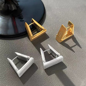 Celi凯旋门三角形耳饰法式 轻奢设计级感磨砂拉丝铜镀18k金耳饰