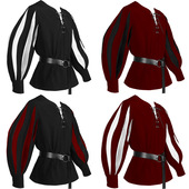 欧美复古中世纪条纹拼接灯笼袖 衬衣男cosplay演出服绑带V领衬衫 潮