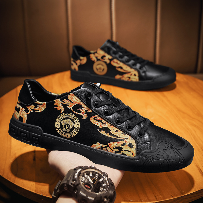 冬季奥伦个性鞋透气休闲板鞋子潮流百搭软皮鞋小伙潮鞋真皮鞋男鞋