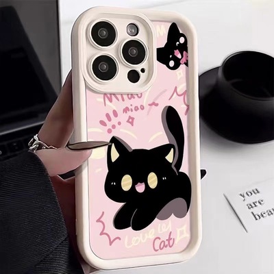 Cute cartoon cat soft case适用iphone 11 12 13 14 15 16 plus 17 pro max XR XS MAX