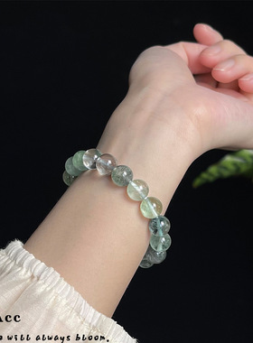 汉服禅意国潮文艺复古天然石手链国风新中式绿萤石手串古风手饰女