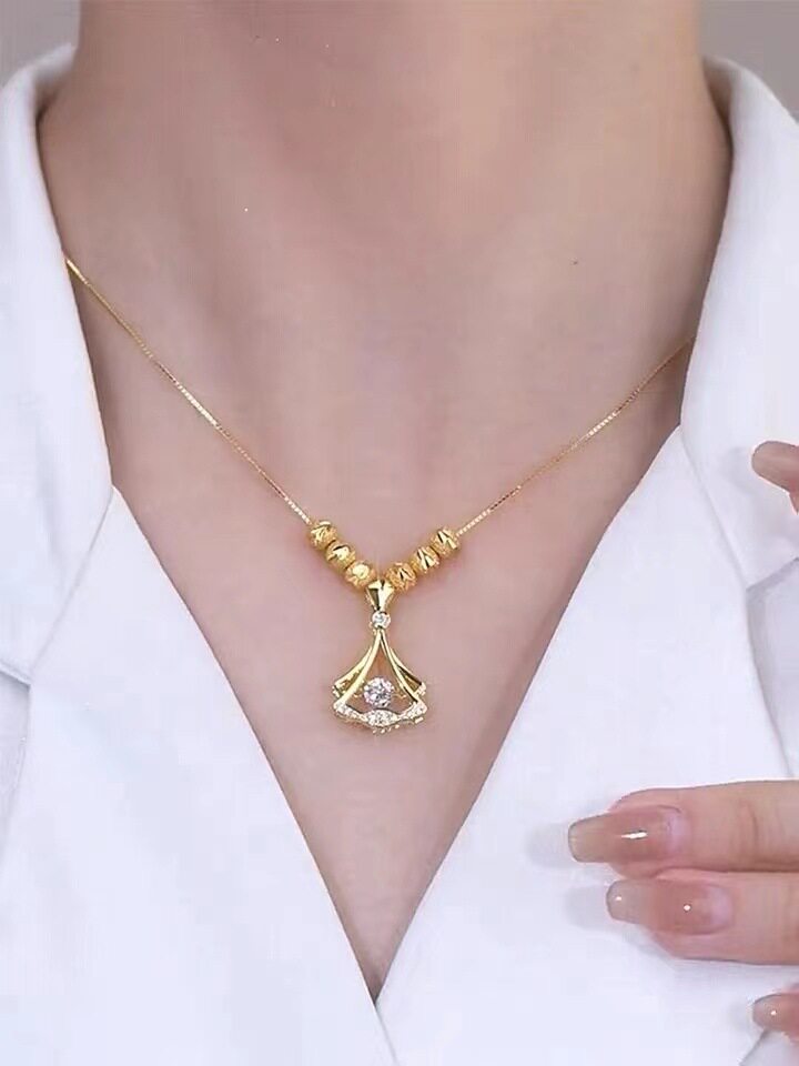 金色灵动转运珠钛钢项链锁骨链女