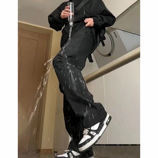 士宽松百搭速干运动长裤 登山户外加绒休闲裤 子 潮牌冲锋裤 秋冬季