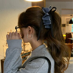 小众设计云朵牛仔蓝发夹新款级感马尾香蕉夹