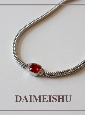 酷欧美复古个性夸张红色锆石锁骨项链女百搭小众时尚简约颈链手链