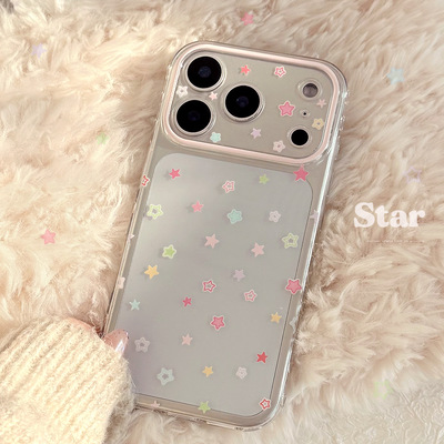 Colorful stars transparent phone case适用iphone 11 12 13 14 15 16 17 pro max