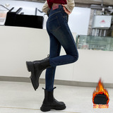 女童秋冬加绒小脚裤2025年新款中大儿童皮标铅笔裤保暖紧身裤长裤，童装裤子，祺儿童装