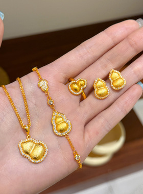 新中式禅意汉服旗袍复古精致锆石拉丝葫芦项链轻奢小众锁骨链女