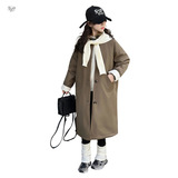 女童2025年冬季新款中长款加厚棉大衣外套女大童纯色韩版宽松风衣，童装风衣，祺儿童装