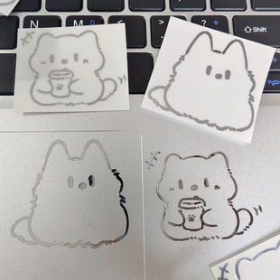 新款奶茶小猫咪3d立体金属贴龙猫手机平板笔记本电脑耳机装饰贴纸