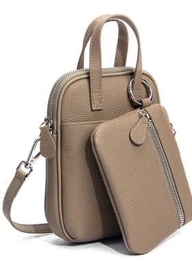 新款头层牛皮手机包包斜挎女大容量日式竖款真皮小众子母肩包