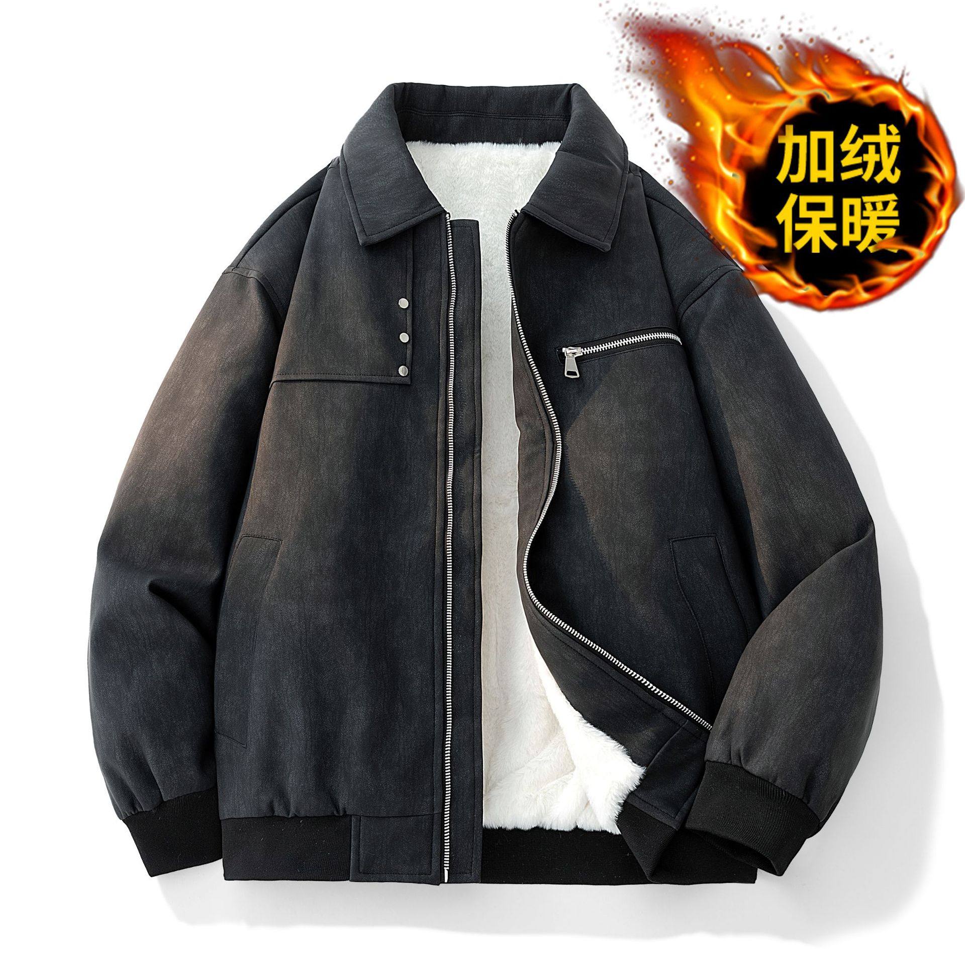 潮牌春秋季新款大码夹克女PU皮领美式港风宽松机车复古休闲外套,男装,大码上装,淘宝优惠券,粉丝福利购,淘宝优惠卷