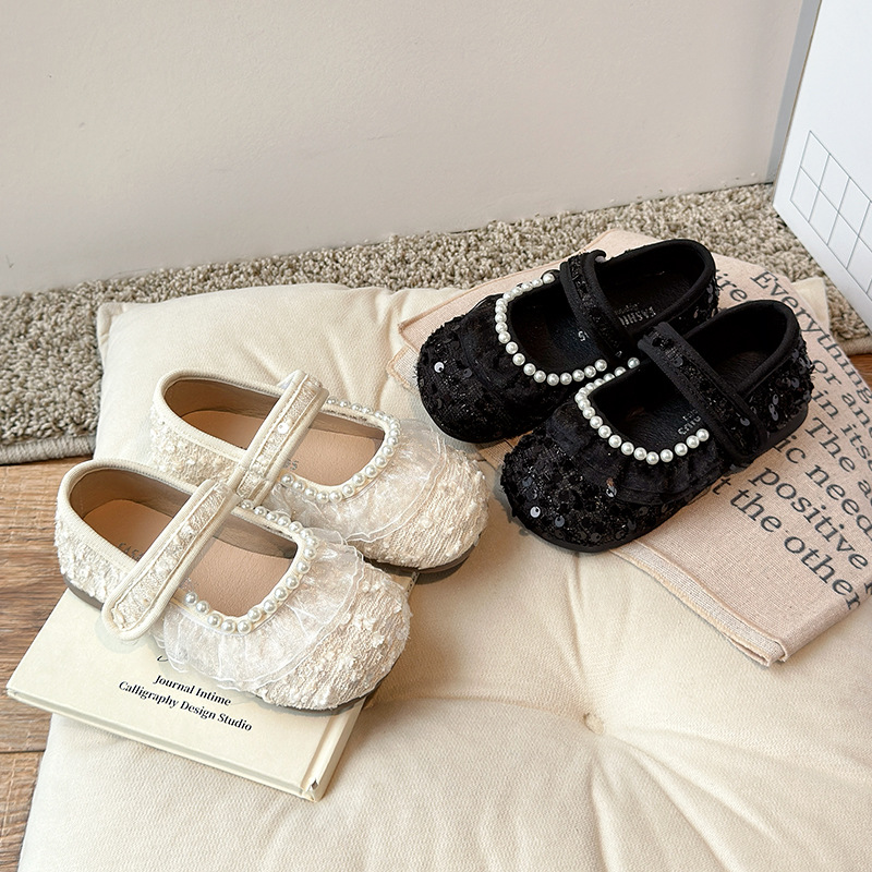 秋季新款儿童公主鞋 时尚舞蹈鞋  韩版包头女童珍珠鞋发